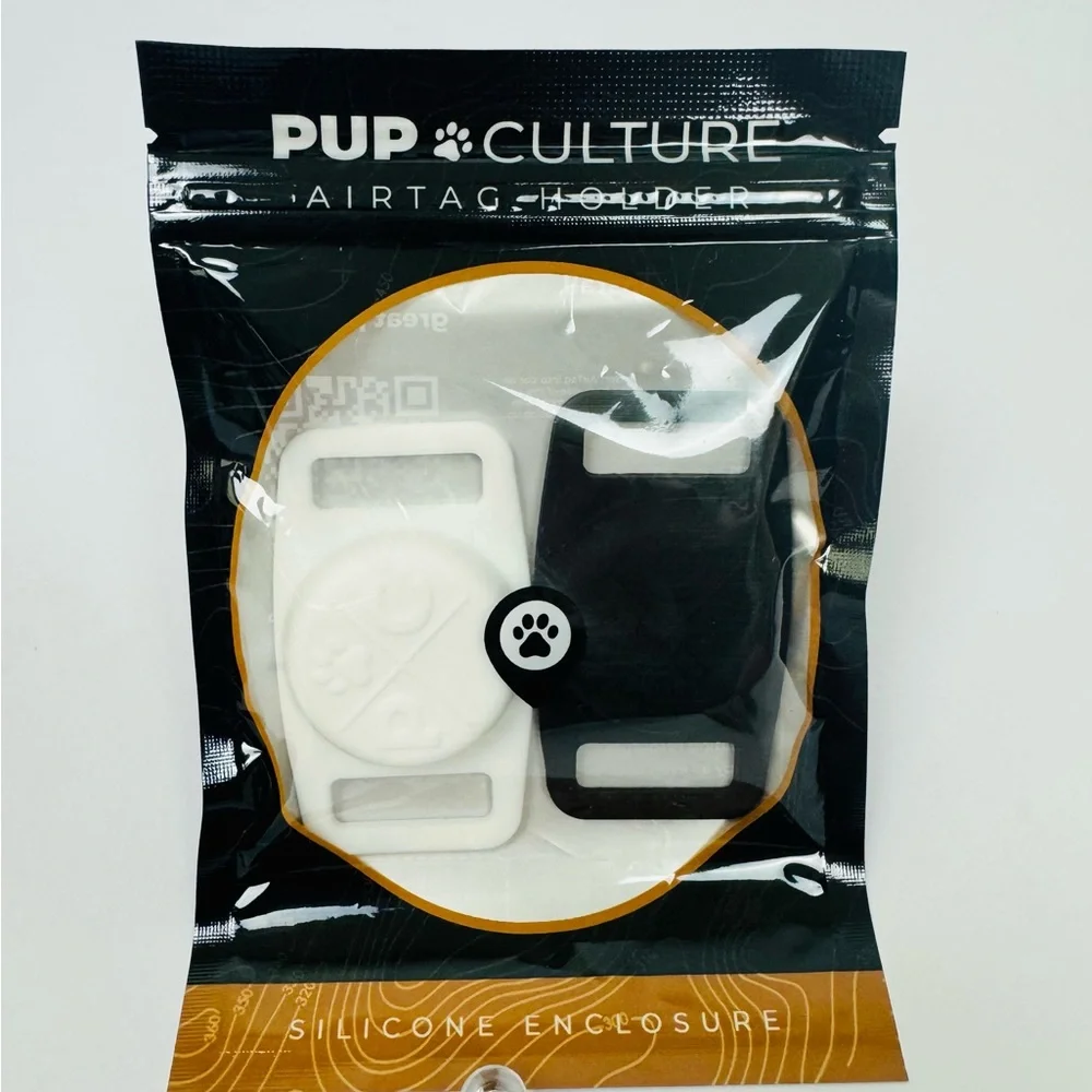 Pup Culture AirTag (2 Pack) | Durable & Protective AirTag Holder Blk & White